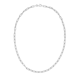 Sterling Silver Rhodium Plated Round Link Paperclip Chain (4.10 mm)