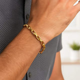 14K Yellow Gold Fancy Oval Box Link Bracelet thumbnail 4