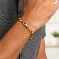 14K Yellow Gold Fancy Oval Box Link Bracelet