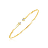 14k Yellow Gold High Polish Diamond Cluster Bangle (2.00 mm) thumbnail 1
