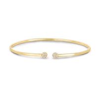 14k Yellow Gold High Polish Diamond Cluster Bangle (2.00 mm)