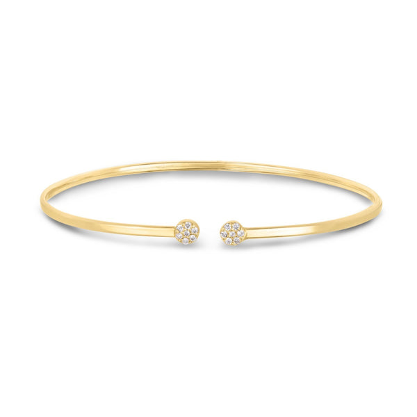14k Yellow Gold High Polish Diamond Cluster Bangle (2.00 mm)