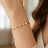 14k Yellow Gold High Polish Diamond Cluster Bangle (2.00 mm) thumbnail 3
