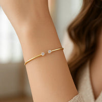 14k Yellow Gold High Polish Diamond Cluster Bangle (2.00 mm)