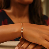 14k Yellow Gold High Polish Diamond Cluster Bangle (2.00 mm) thumbnail 4