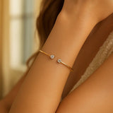 14k Yellow Gold High Polish Diamond Cluster Bangle (2.00 mm) thumbnail 5