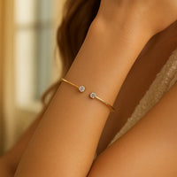14k Yellow Gold High Polish Diamond Cluster Bangle (2.00 mm)
