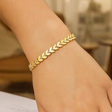 Gold Laurel Leaf Bracelet in 14K Yellow Gold (7.40 mm) thumbnail 5