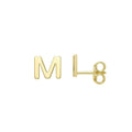 14K yellow gold initial M stud earrings with polished raised letter