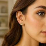 14K Yellow Gold Yours Truly Initial M Stud Earrings thumbnail 2