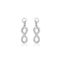 925 sterling silver infinity earrings with cubic zirconia stones along both loops