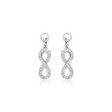 925 sterling silver infinity earrings with cubic zirconia stones along both loops thumbnail 1
