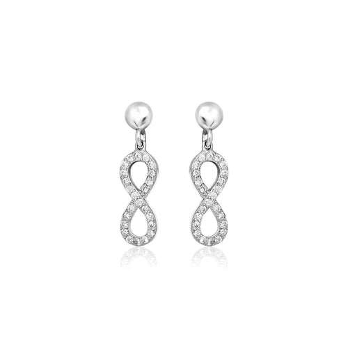 Sterling Silver Infinity Symbol Earrings with Cubic Zirconias