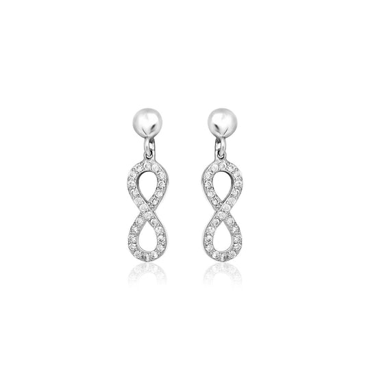 Sterling Silver Infinity Symbol Earrings with Cubic Zirconias