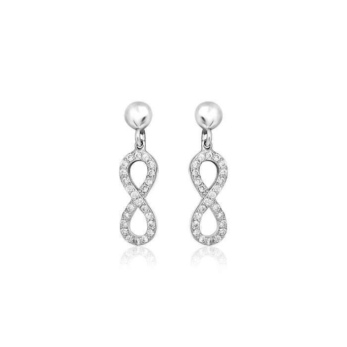 Sterling Silver Infinity Symbol Earrings with Cubic Zirconias