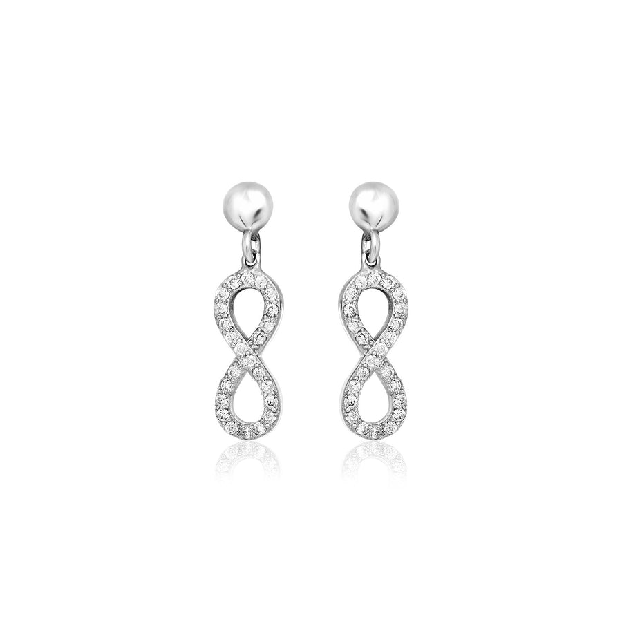 Sterling Silver Infinity Symbol Earrings with Cubic Zirconias
