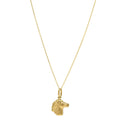 14K yellow gold horse profile pendant necklace, medium size