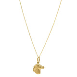 14K yellow gold horse profile pendant necklace, medium size thumbnail 1