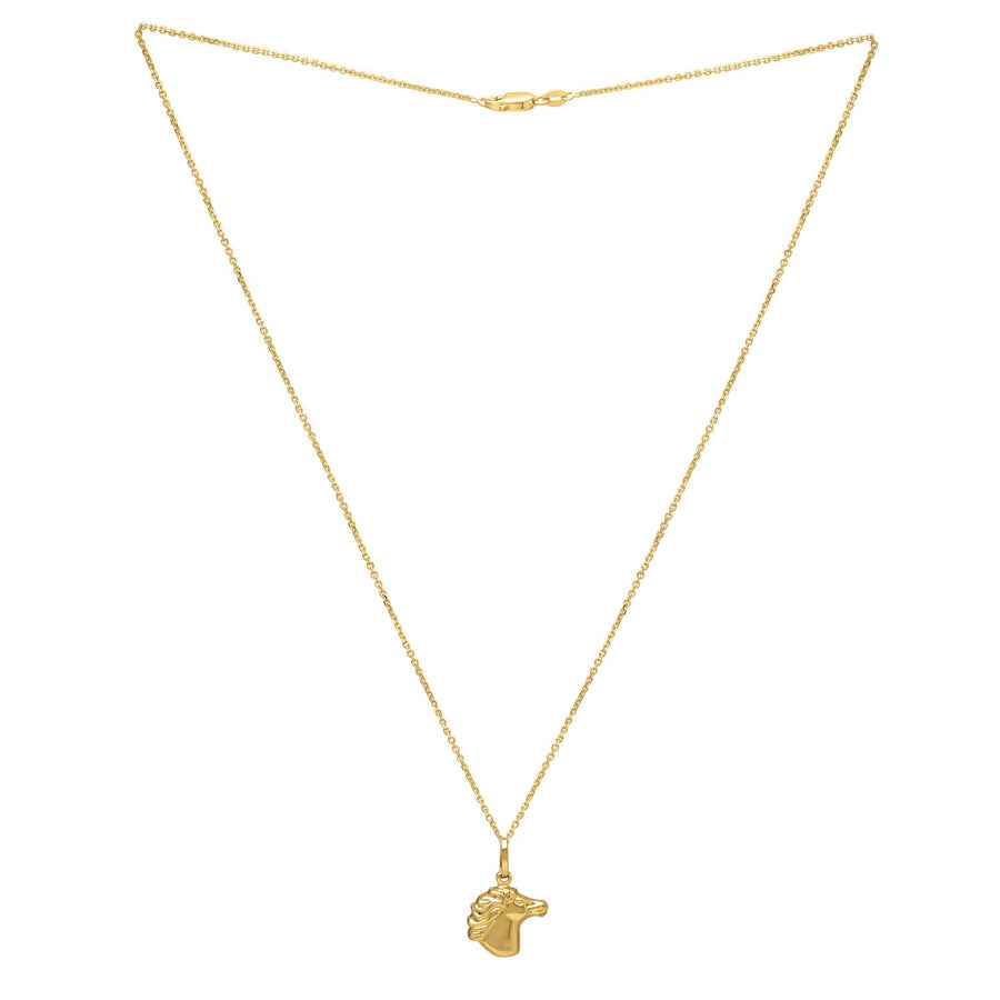 Horse Profile Medium Necklace in 14K Yellow Gold