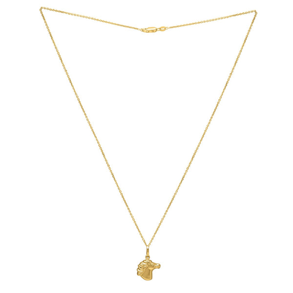 Horse Profile Medium Necklace in 14K Yellow Gold