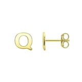 14K Yellow Gold Yours Truly Initial Q Stud Earrings thumbnail 1