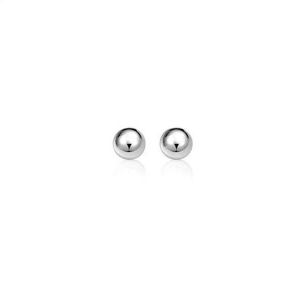 14k White Gold Spherical Stud Earrings (7.0 mm)