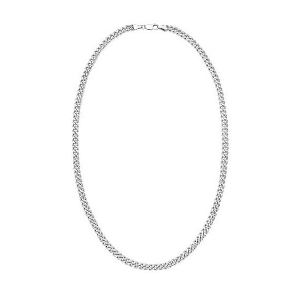 Sterling Silver Rhodium Plated Vintage Puffed Miami Cuban Chain (6.10 mm)