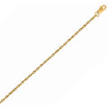 14K yellow gold rope chain in a fine 1.10 mm twisted link pattern