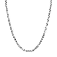 Sterling Silver Rhodium Plated Round Box Chain (3.80 mm)