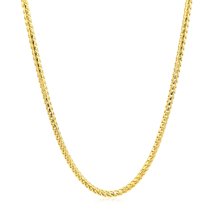 14k Yellow Solid Gold Diamond Cut Round Franco Chain (2.20 mm)