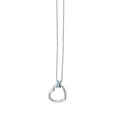 14K white gold heart necklace with baguette blue topaz stones