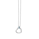 Blue Topez Baguette Heart Necklace in 14K White Gold thumbnail 1