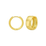 14K Yellow Gold Checkerboard Patterned Hoop Earrings thumbnail 1
