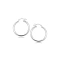 Rhodium plated sterling silver hoop earrings with polished 3x25mm profile