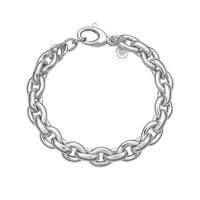 Sterling Silver Rhodium Plated Oval Link Bracelet