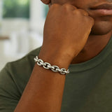 Sterling Silver Rhodium Plated Oval Link Bracelet thumbnail 4