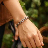 Sterling Silver Rhodium Plated Oval Link Bracelet thumbnail 5