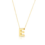 14K yellow gold block letter initial E pendant necklace thumbnail 1