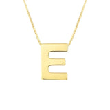 14K Yellow Gold Yours Truly Block Letter Initial E Necklace thumbnail 2