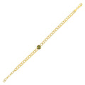 14K yellow gold Cuban curb chain bracelet with peridot accents