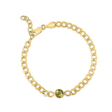 14K Yellow Gold Peridot Curb Chain Bracelet (3.60 mm) thumbnail 2