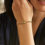 14K Yellow Gold Peridot Curb Chain Bracelet (3.60 mm) thumbnail 3