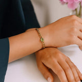 14K Yellow Gold Peridot Curb Chain Bracelet (3.60 mm) thumbnail 4