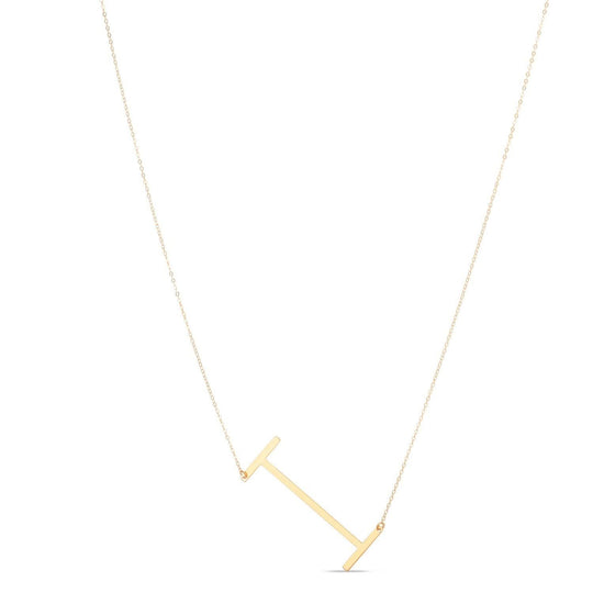 14K yellow gold Yours Truly large initial I pendant necklace