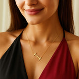 14K Yellow Gold Yours Truly Large Initial I Necklace thumbnail 3