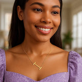 14K Yellow Gold Yours Truly Large Initial I Necklace thumbnail 4