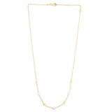 14K Yellow Gold Pearl Bead Tin Cup Station Necklace thumbnail 2