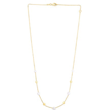 14K Yellow Gold Pearl Bead Tin Cup Station Necklace
