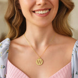 14K Yellow Gold Disc Initial W Pendant thumbnail 3