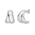 925 sterling silver puffed double row crossover C hoop earrings